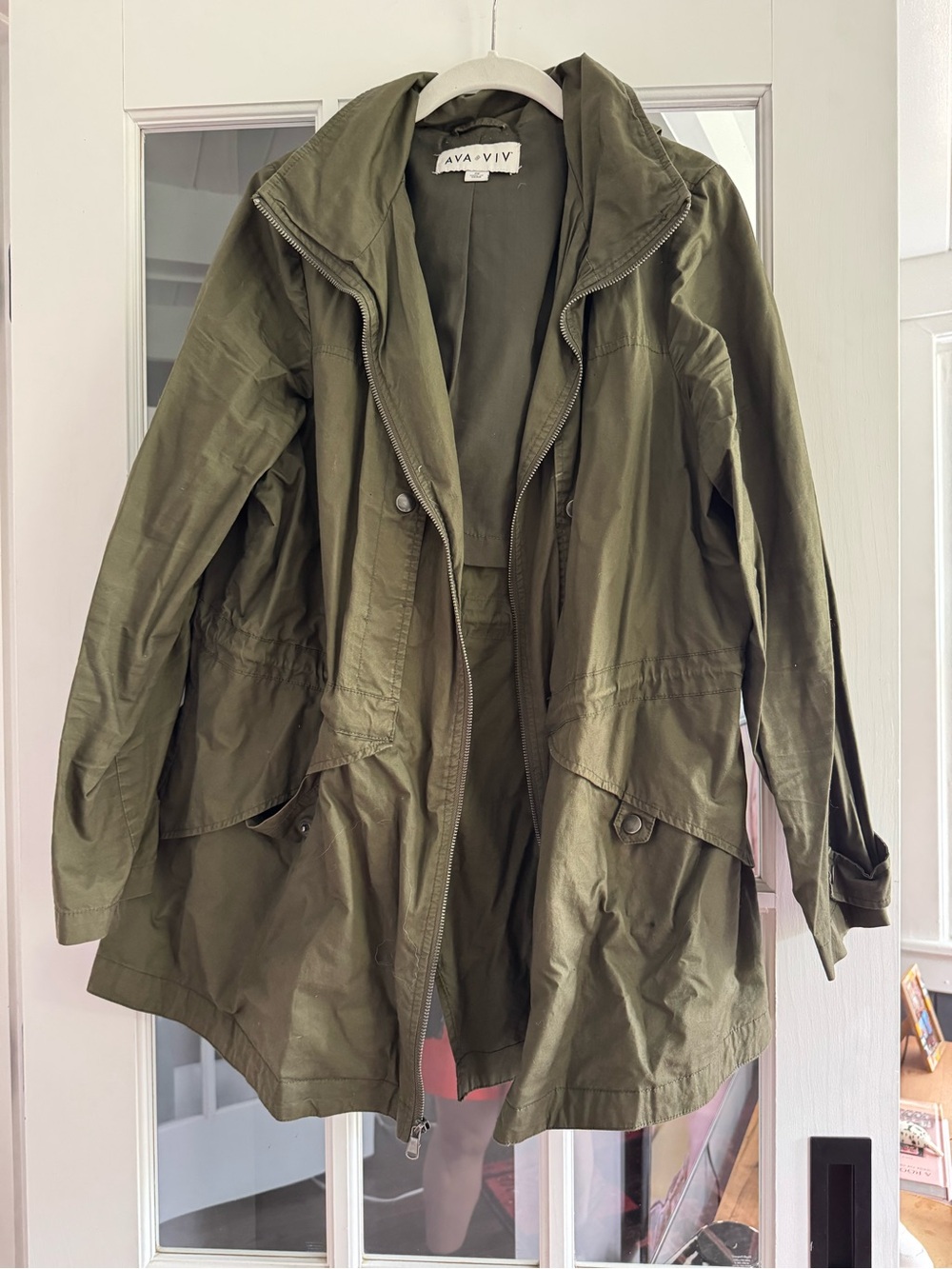 Ava & Viv Olive Green Utility Jacket with Hood